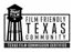 Film friendly texas logo, a white background with black water tower